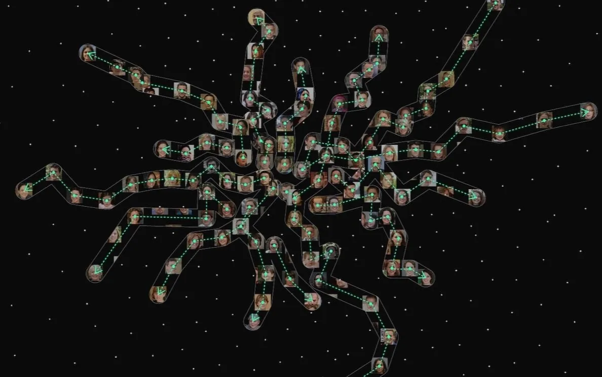 Image from Matúš Solčány's "Latent Garden". The project delves into the notion of latent spaces through a series of data visualisation experiments.